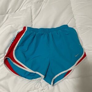 Nike Blue and Red Athletic Shorts Retro Style